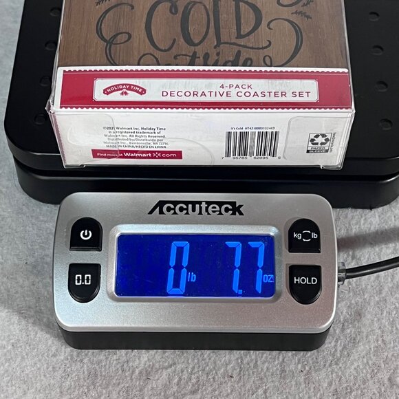 Holiday Time 4-Pack Decorative Coaster Set Baby It's Cold Outside Acacia Wood - Picture 11 of 11